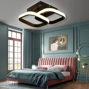 Modern Metal Ceiling Light LED Dimmable Chandelier Lamp Acrylic 1400LM Flush Mount For Living Room Bedroom Home, Neutral /Cool/Warm White AC85-265V Double Square